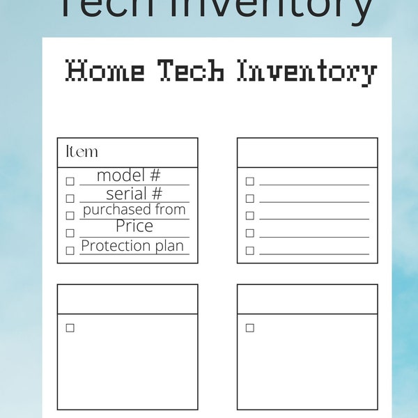 Home Technology Inventory Sheet, printable