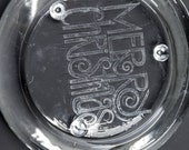 Merry Christmas etched glass trivet