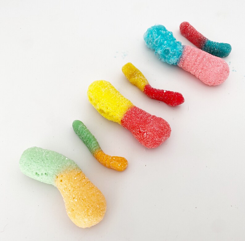 Freeze Dried Sour Gummy Worms Freeze Dried Worm Freeze Etsy