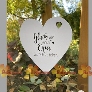 Heart grave marker printed "Lucky was to have a grandpa like you" approx. 10 cm