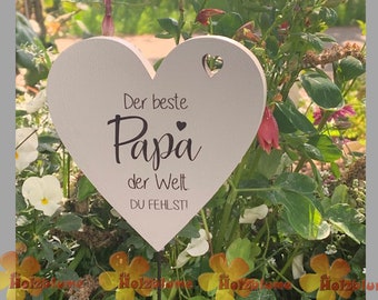 Heart grave marker printed "The best dad in the world"