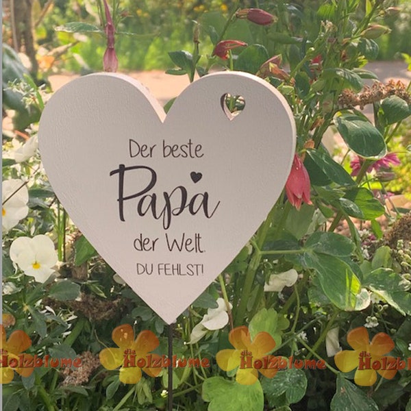 Herz Grabstecker bedruckt  "Der beste Papa der Welt"