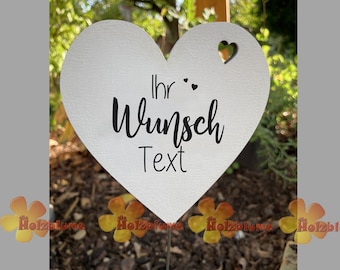 Herz Grabstecker individuell bedruckt "Wunschtext" ca. 10cm