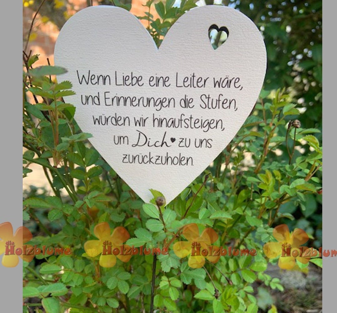 Dolorino Grabstecker Edelstahl Herz - 'sucht Mich In Euren Herzen' 28cm