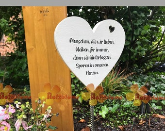 Large heart grave marker individually printed. approx. 17 cm