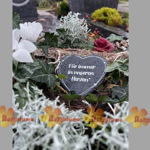 Grave wreath pin heart made of slate (10 x 10 cm) with rustic breaking edge