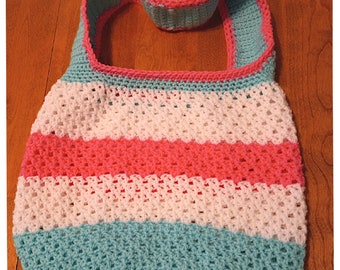Crochet Tote in Pastel, Spring Colors, Handy!