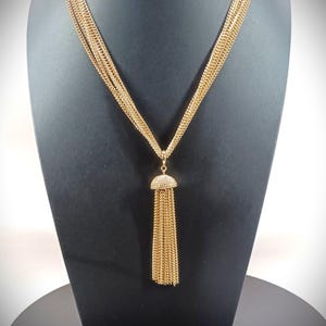 Sarah Coventry Pendant Necklace Vintage Tassel Gold Tone, Multi Neck & Pendant Strands, 1970s