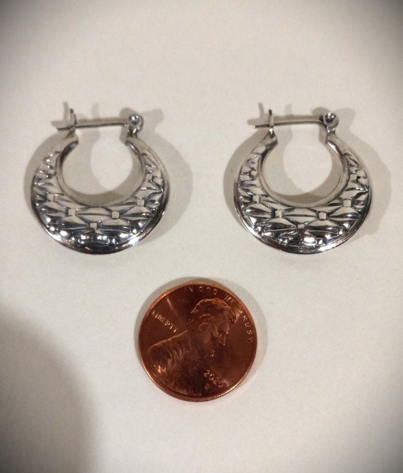 Vintage Silver Hoop Earrings Acid Tested Silver - image 5