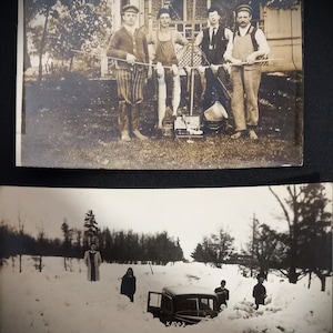 2 vraies cartes postales contrastées Chaud et froid 1 Michigan 1 Wisconsin