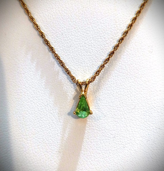 Vintage Trifari Peridot, Gold Plated Gemstone Nec… - image 1