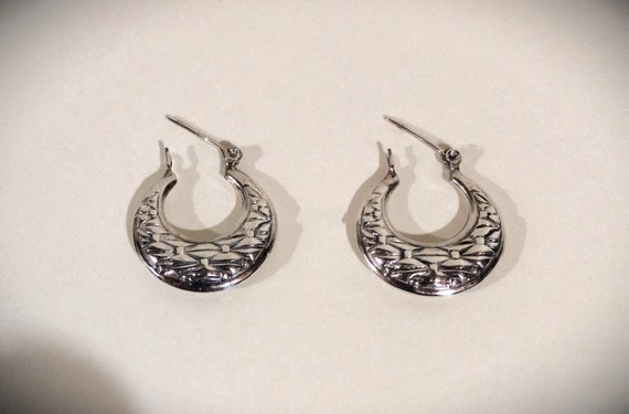 Vintage Silver Hoop Earrings Acid Tested Silver - image 1