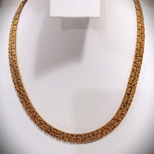 Vintage Gold Tone Serpentine Nugget Style 18" Necklace 1970s