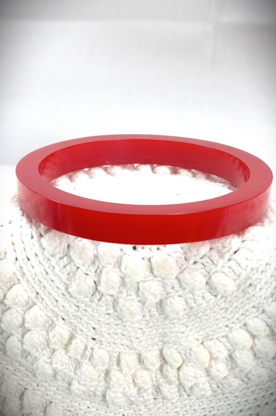 Bakelite Red Bangle Simple Bracelet, Tested - image 5