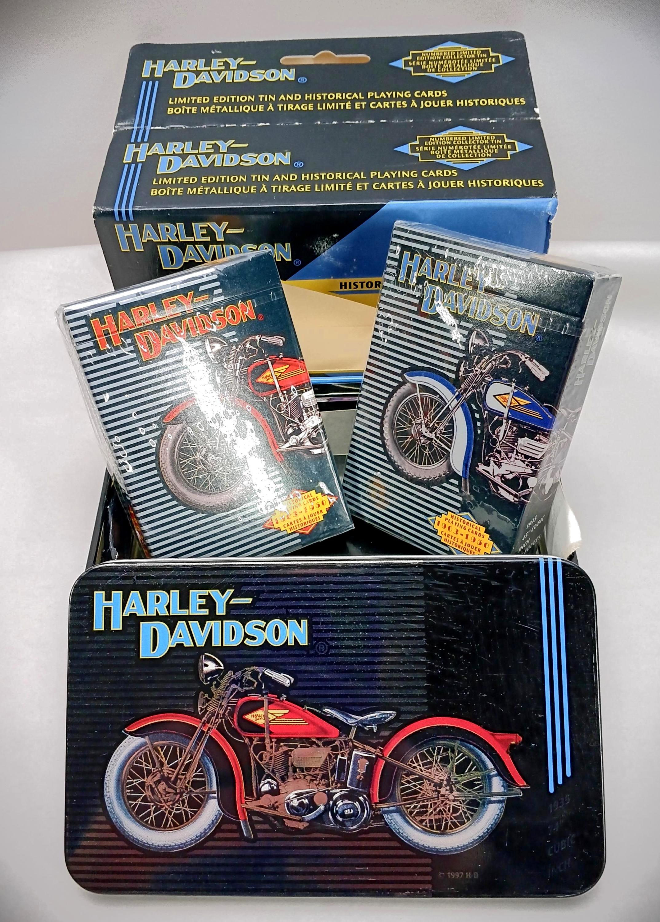 Harley Davidson Collecting Playing Cards 1903-1950 Decorative Tin 1997 New Harley Davidson Collecting Playing Cards 1903-1950 Decorative Tin 1997 New
