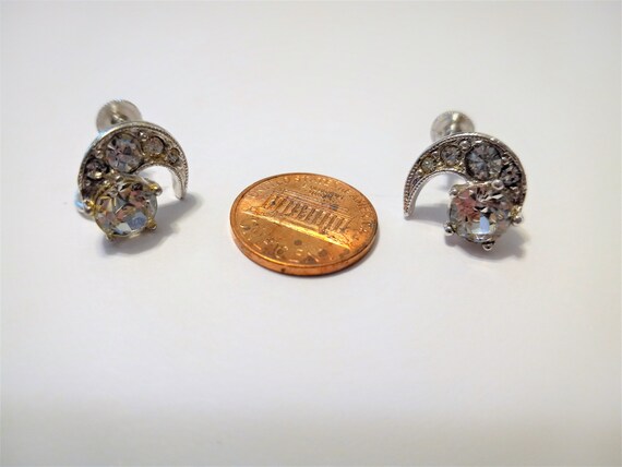 Vintage Bogoff Earrings Signed, Clear Rhinestones… - image 3