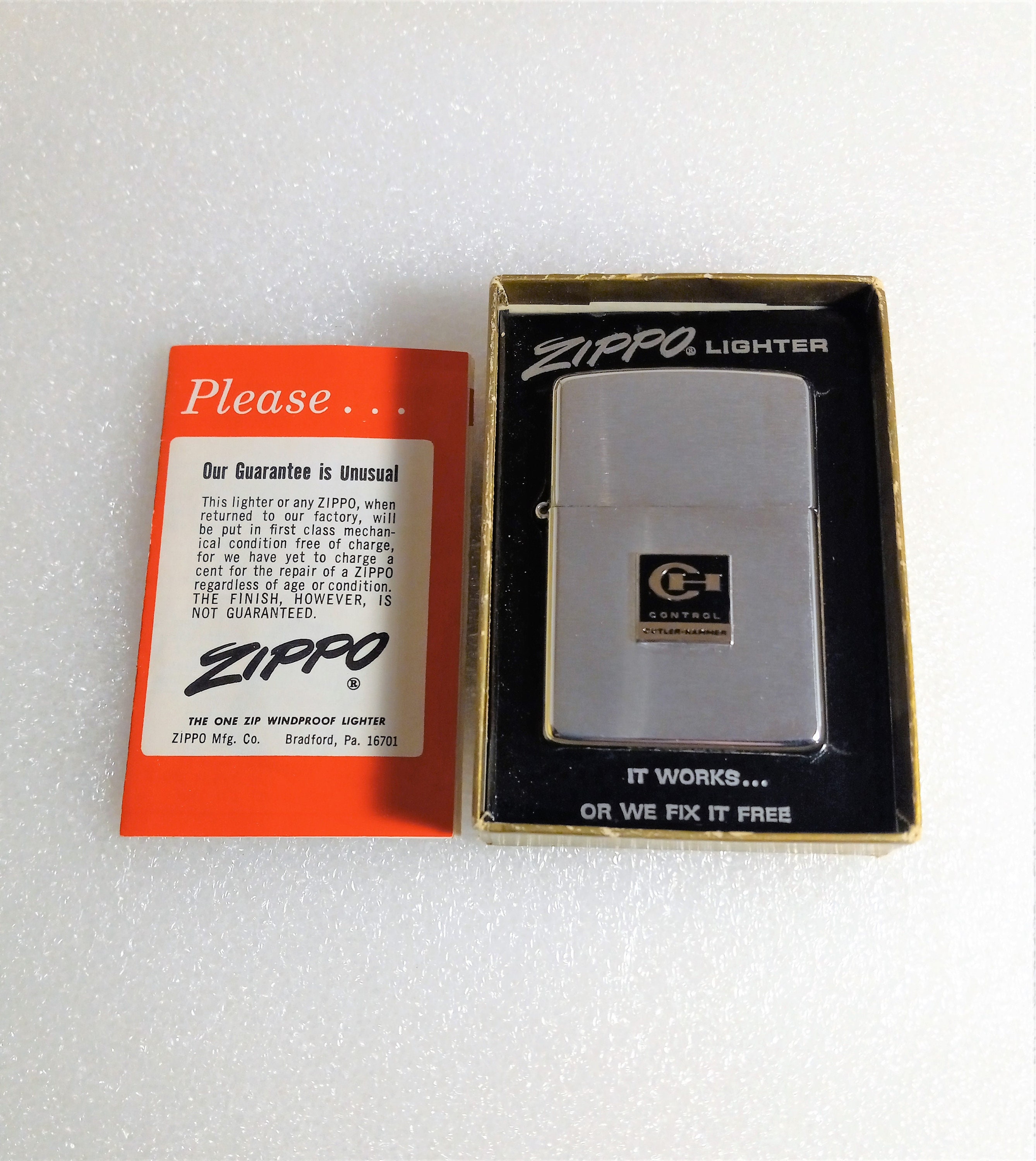 Vintage Zippo Lighter Cutler-hammer Control New in Box Never