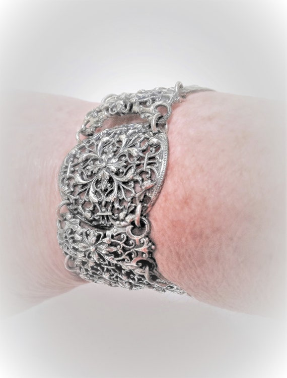 Vintage Napier Filigree Silver Tone Bracelet