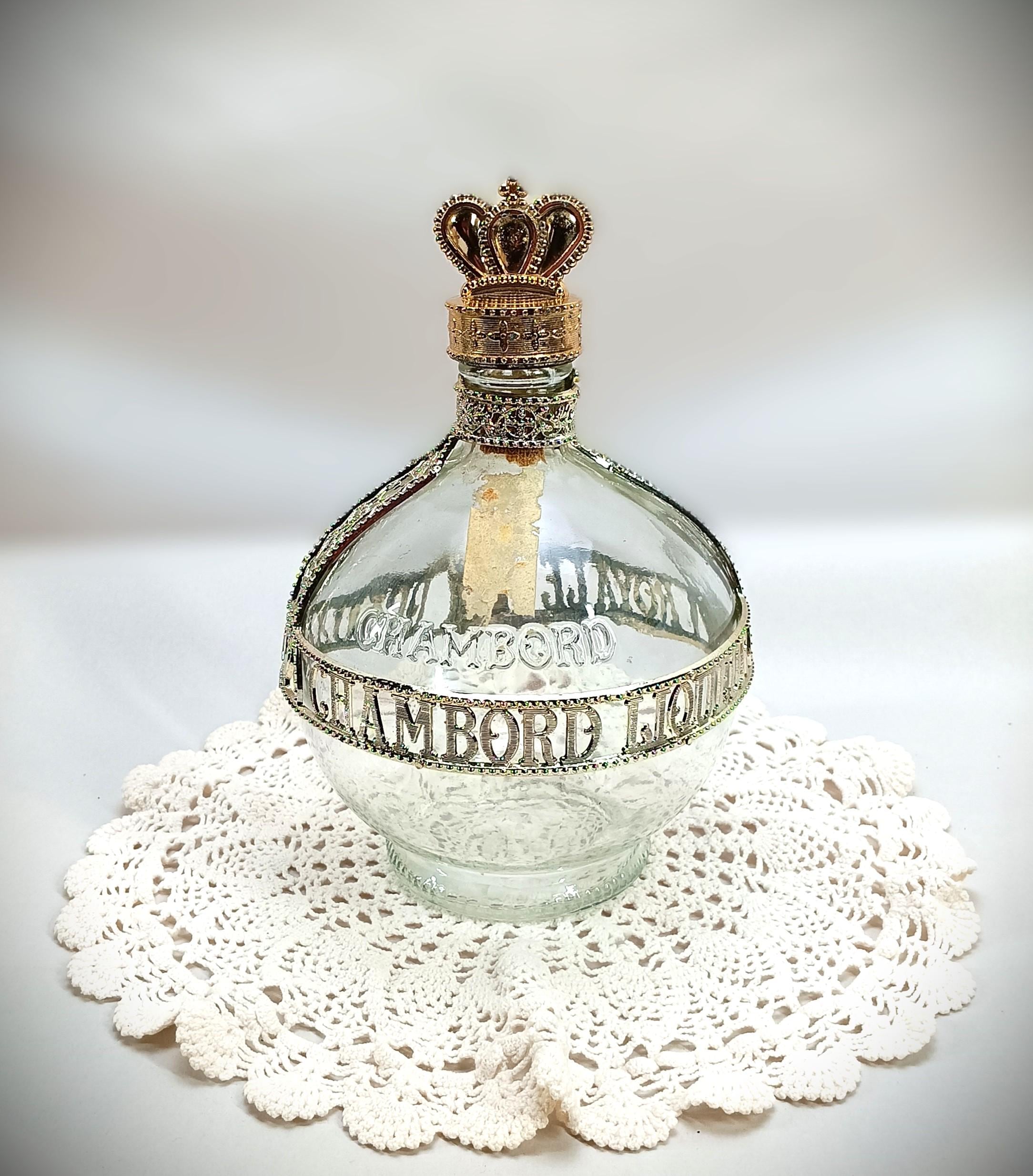 Vintage Chambord Liqueur Royale Deluxe Glass Bottle 750ml Metal 