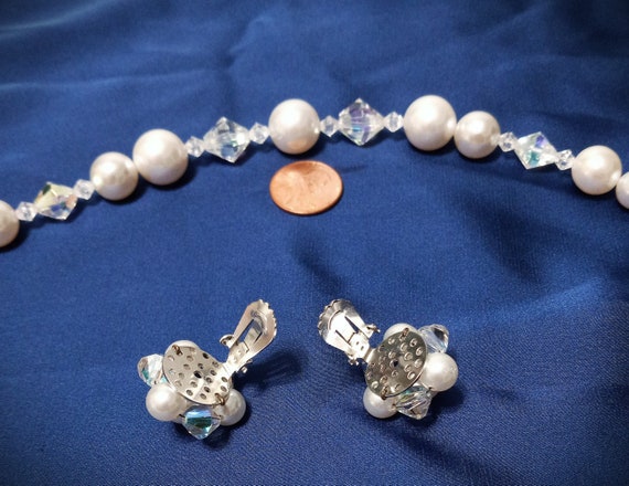 Vintage Imitation Pearls & Clear Aurora Borealis … - image 5