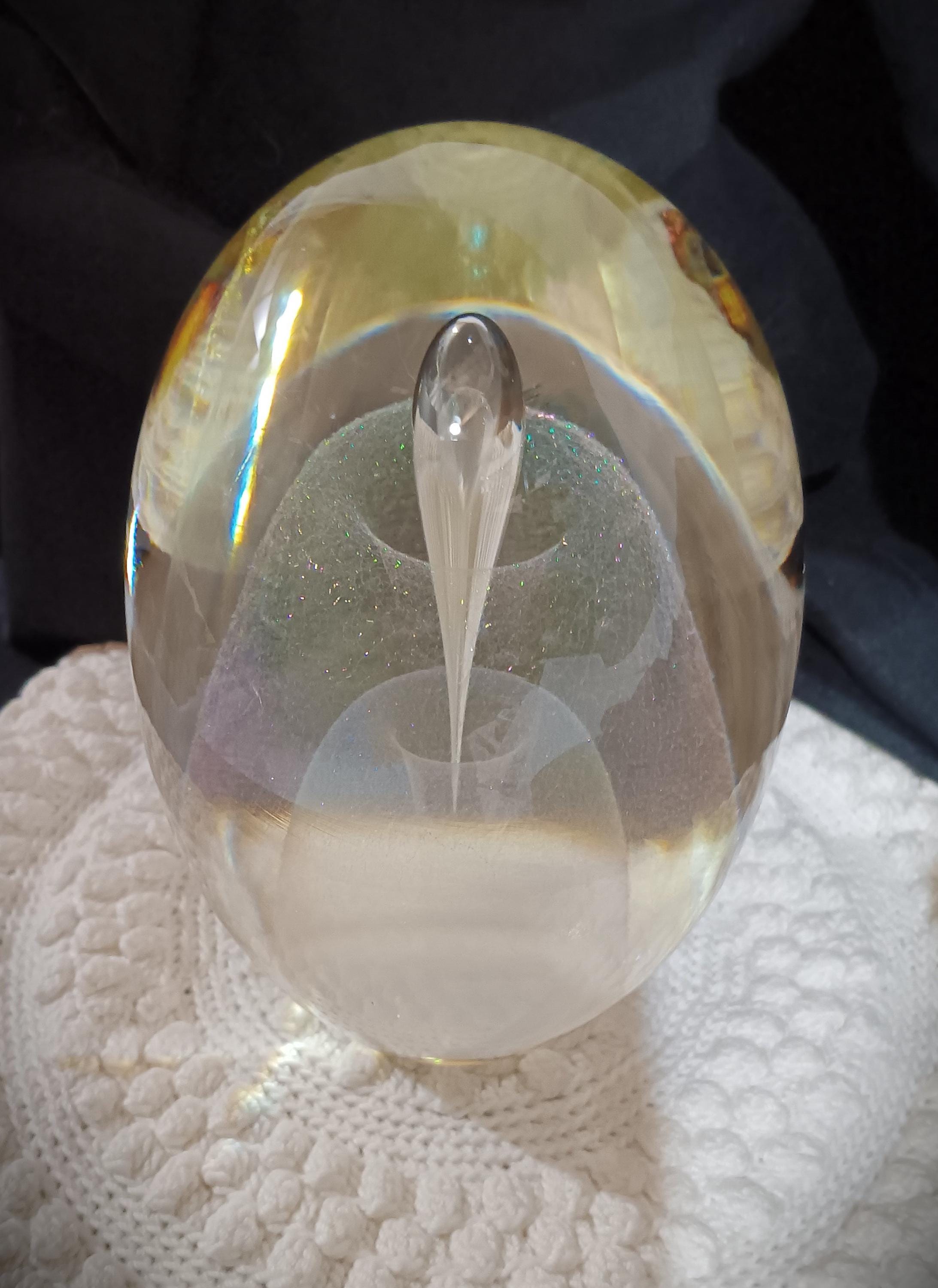 RWステファン作 ダイクロイックアートガラスペーパーウェイト、1992年