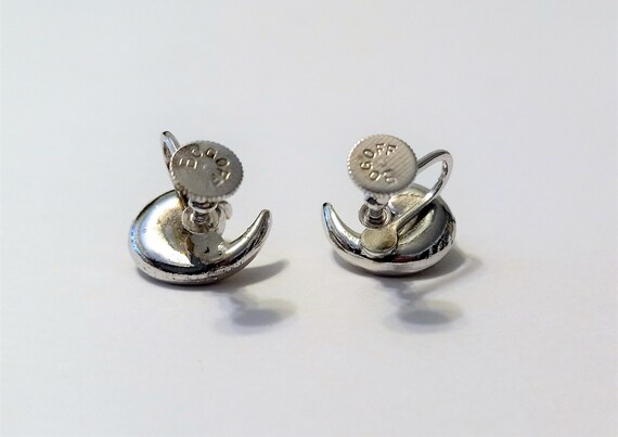 Vintage Bogoff Earrings Signed, Clear Rhinestones… - image 6