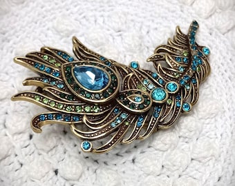 Heidi Daus Feather Pin Swarovski Crystal Statement Brooch Let Down