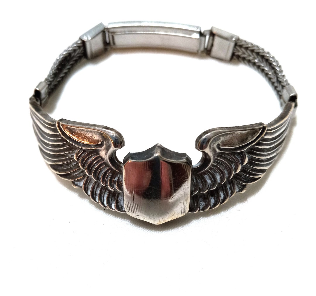 WW2 40s 米軍 sterling bracelet スウィートハート WW2 Pilot's Wings, Sterling Silver Sweetheart Bracelet - Etsy