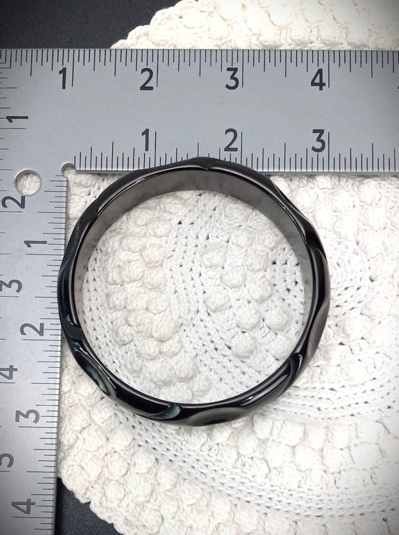 Solid Black Bakelite Bangle Bracelet, Design, Tes… - image 9