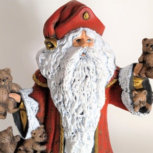 Vintage Musical Santa with Tons of Bears, Handmade By Me, Mold No Longer Produced