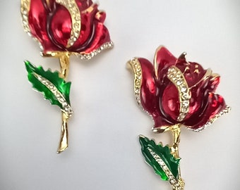 2 Sparkling Red Roses With Crystal Accents, Mom's Day?