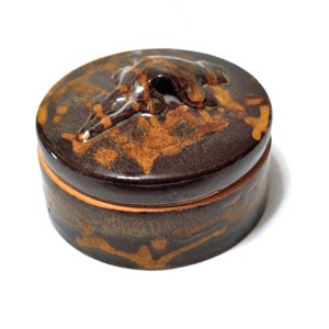 Vintage Handmade Stone Pottery Trinket Box, Signed by Artist