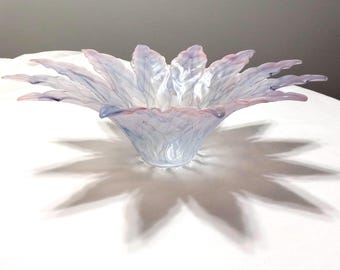 Cristal artístico vintage de Murano, Italia, hecho a mano, marcado con etiqueta Lavorazione, 38 cm de belleza.