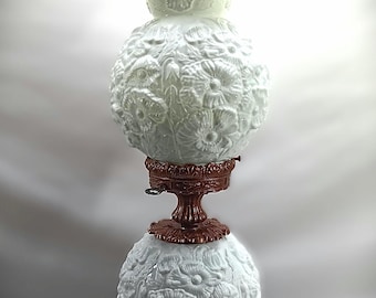Vintage Fenton Table Accent Lamp Glass Poppy 2 Lit Globes, Gone With the Wind Plz READ, USA Contiguous States, EDITED