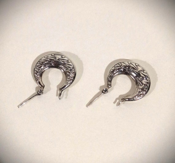 Vintage Silver Hoop Earrings Acid Tested Silver - image 6