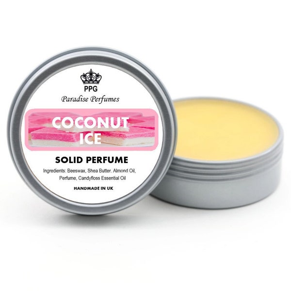 Coconut Ice | Natural Solid Perfume | Yummy Fragrance Balm 15ml | Scent | Cruelty-Free | Alcohol-Free | High Quality | PPG | Handmade In UK