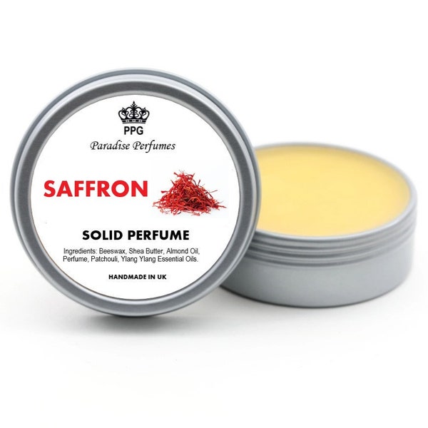 Saffron | Natural Solid Perfume | Fragrance Balm 15ml | Zafran Scent | Cruelty-Free | Alcohol-Free | High Quality | PPG | Handmade In UK