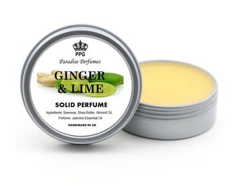 Ginger & Lime | Natural Solid Perfume | Fragrance Balm 15ml | Scent | Cruelty-Free | Alcohol-Free | High Quality | PPG | Handmade In UK