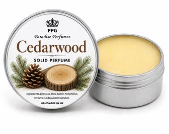 Cedarwood Solid Perfume: Handmade Alcohol-Free Fragrance Balm (15ml)