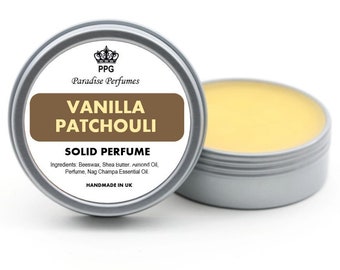 Vanilla Patchouli | Natural Solid Perfume | Fragrance Balm 15ml | Scent | Cruelty-Free | Alcohol-Free | High Quality | PPG | Handmade In UK