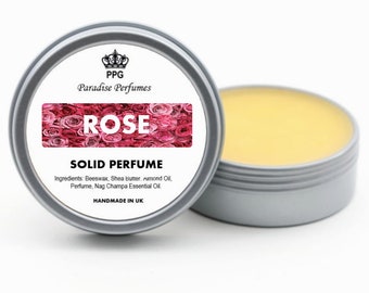 Rose | Natural Solid Perfume | Fragrance Balm 15ml | Scent | Cruelty-Free | Alcohol-Free | High Quality | PPG | Handmade In UK