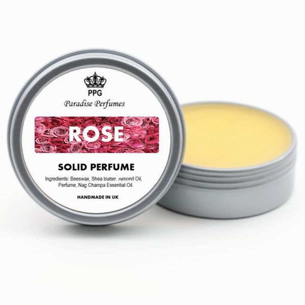 Rose | Natural Solid Perfume | Fragrance Balm 15ml | Scent | Cruelty-Free | Alcohol-Free | High Quality | PPG | Handmade In UK