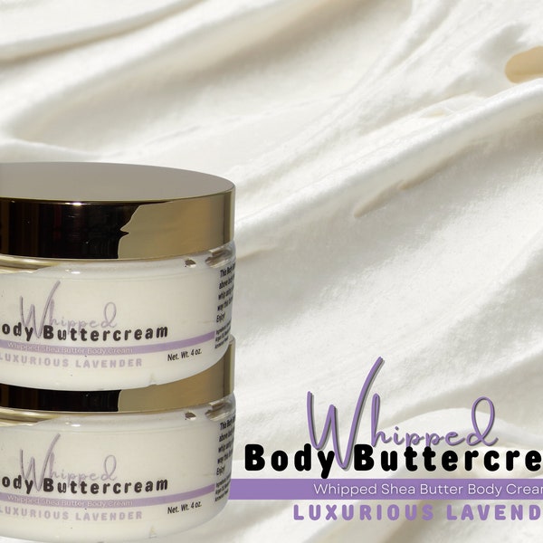 Luxurious Lavender Whipped Body Buttercream with Argan Oil, Marula Oil, Jojoba OIl | Whipped Shea Butter | Eczema Cream