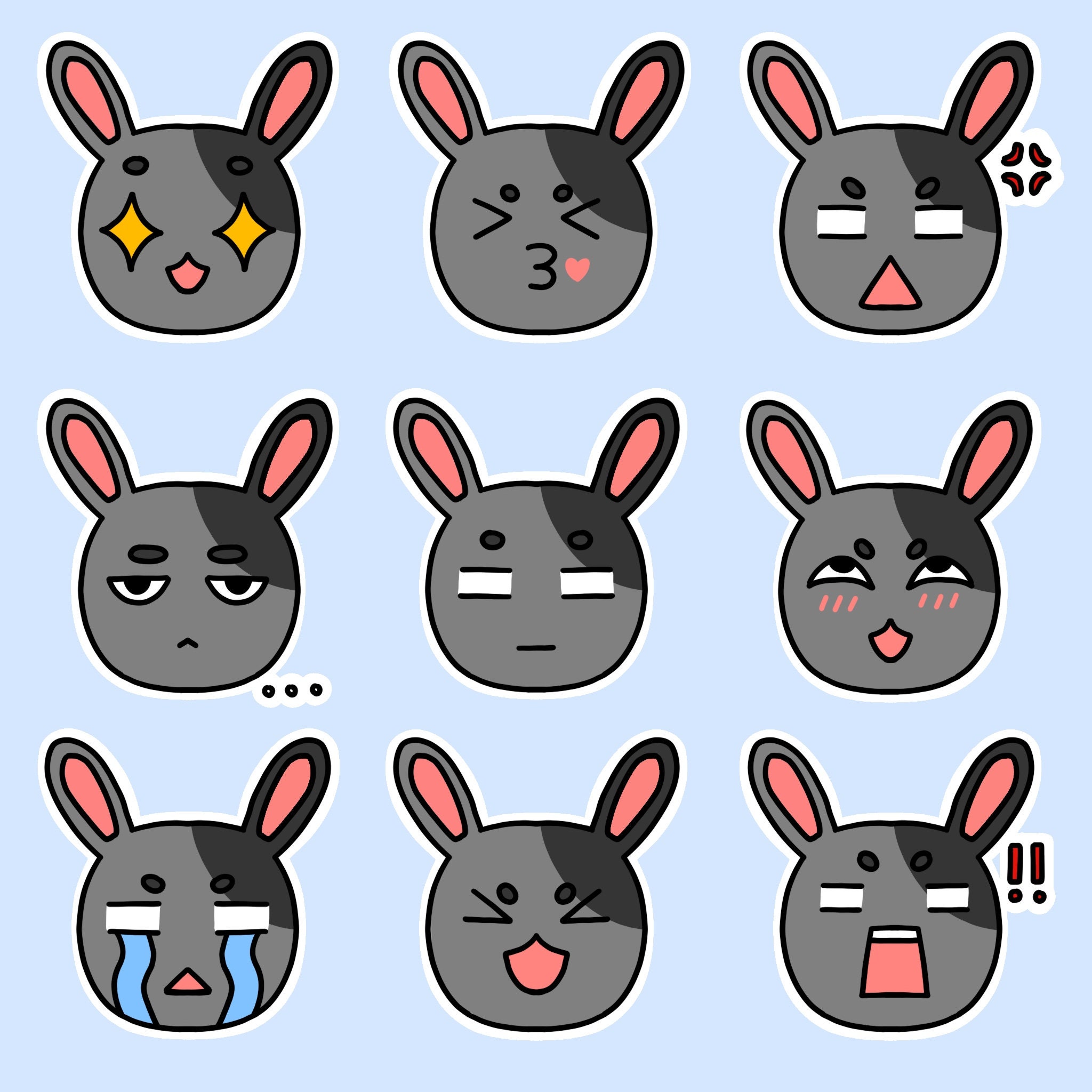 Cat and Bunny Sticker Sheets Full Set - Etsy