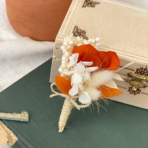 Dried Flower Hair Comb Bridal & Bridesmaid Accessories Hair Clip, Pins decorative, vintage, boho, terracotta, white image 2