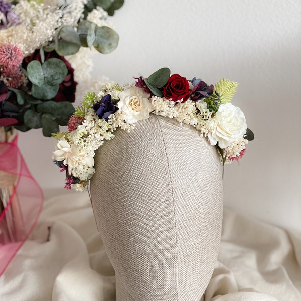 Dried Flower Crown Wedding, Fall Wedding ideas, Boho Bridal Headband, Wedding Hair Band