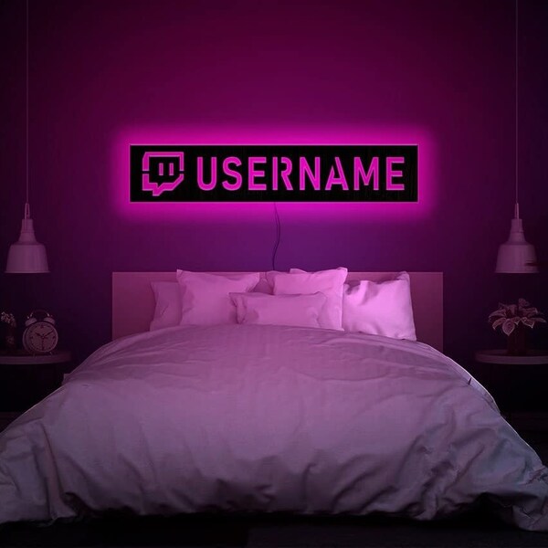 Personalized Username Gamer Tag for Twitch - Custom Wall Lamp LED Night Light with Remote Control to Change Color Gamer Tag Sign Wood gift