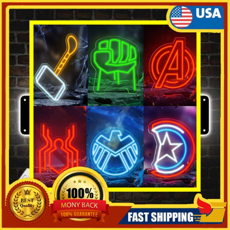 Avengers Wall Decor , Thor Hammer Replica Neon LED Captain America