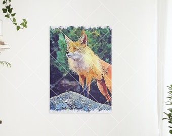 Fox Squint Printable Wall Art Fox Watercolor, Fox Art Print, Fox Poster, Kids Animal Fox Print, instant Download DIY Art Print