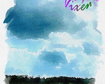 Stormy Clouds Printable Wall Art Watercolor instant Download DIY Print Art